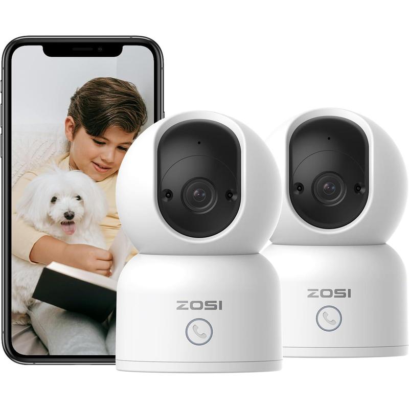 [BlackFriday] ZOSI 2K Indoor Pan Tilt Security Camera, 2 Pack C518 2.4G 5G Dual-Band WiFi Smart Home Cam, 360 Degree with Phone App, Human Detection, 2 Way Audio, Cloud & SD Card Storage, Plug-in wifi security camera cloud storage