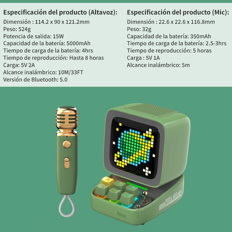 Divoom Ditoo-Mic Mini Karaoke Machine Pixel Art Bluetooth Speaker