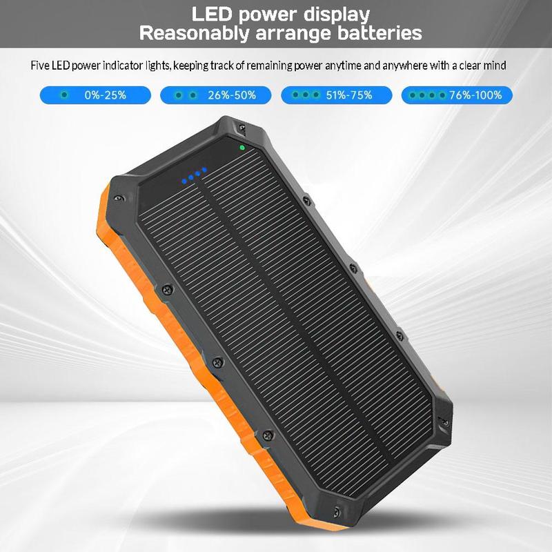 42800mAh Portable Solar Charger Power Bank Fast Charger Dual USB Port Built-in Led Flashlight and Compass for All Cell Phone and Electronic Devices