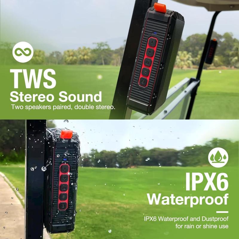 Pro Portable Magnetic Bluetooth Golf Speaker Wireless Waterproof IPX6 Shockproof 3rd Generation Magnetic Golf Speakers for Golf Cart 24Hour Battery Golf Accessories Golf Gifts(TWS & SD Card function)golf accessories,Holiday gift,  party  speaker