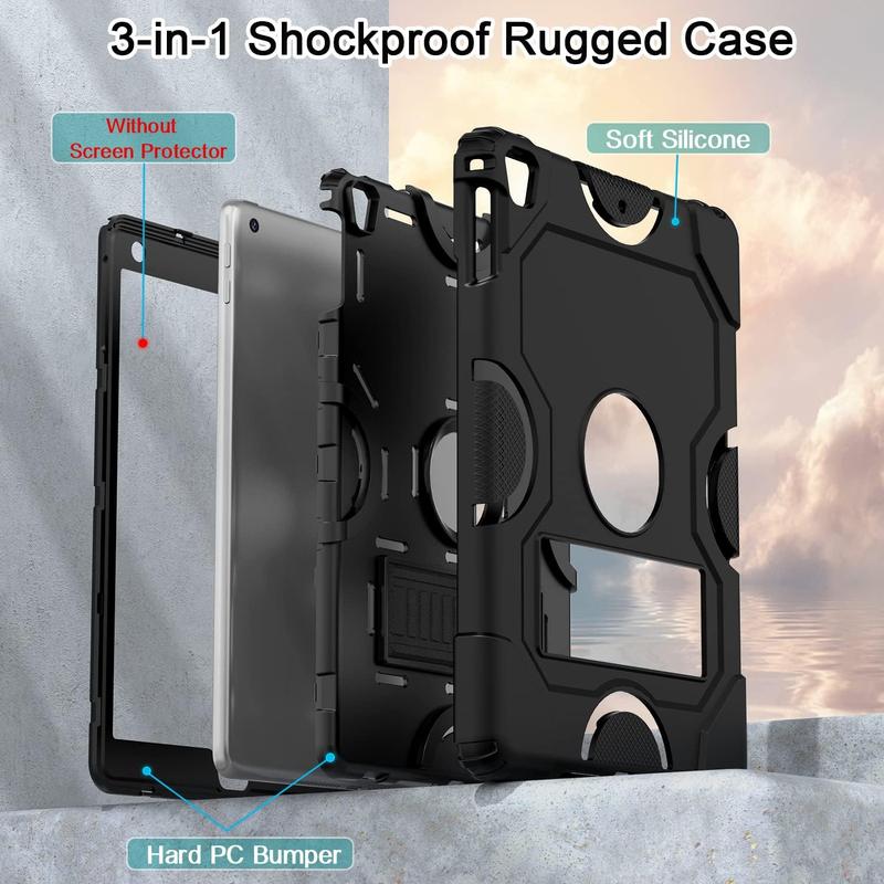 Case for iPad 6th 5th Generation (9.7 Inch, 2018 2017 Model),iPad Air 2   1st Case, iPad Pro 9.7 Case 2016,Heavy Duty Shockproof Rugged Protective Case for iPad 9.7 Inch,Black