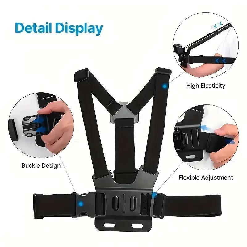 Outdoor Shooting Chest Strap Phone Holder Kit, 1 Set Sports Camera Chest Strap & Phone Clip, Phone Accessories for Live Outdoor Riding