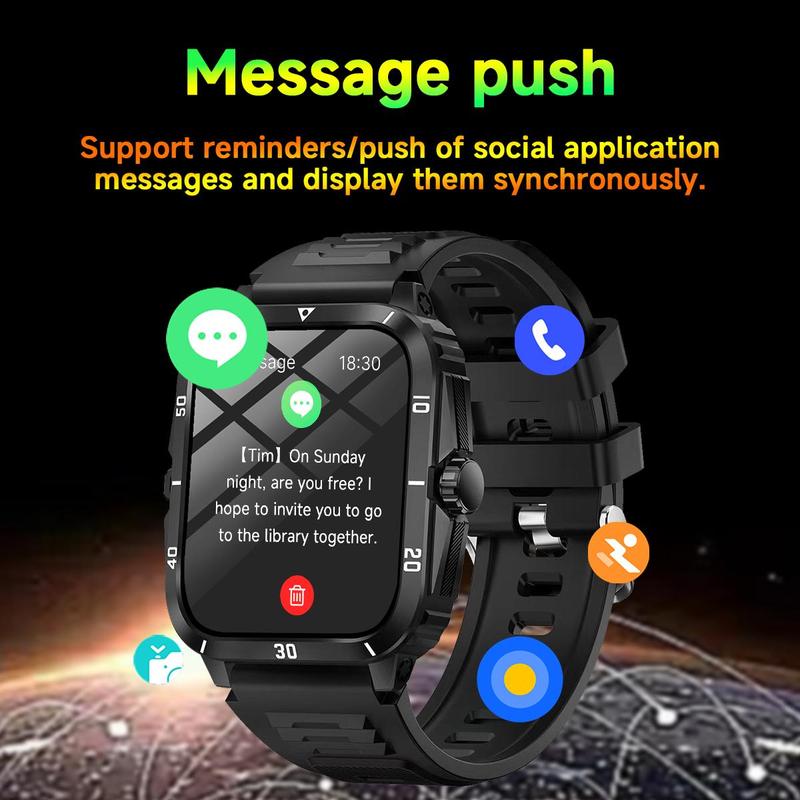 2.01 Inch Multifunctional Smart Watch, Fashionable Digital Watch with Answer Dial, Message Alerts, Music Player, Fitness Tracker with 100+ Exercise Modes Support