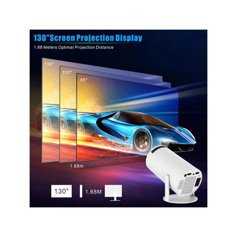 Mini Projector,HY300 Auto Keystone Correction Portable Projector,4K  200 ANSI Smart Projector With 2.4 5G WiFi,BT 5.0,130 Inch Screen,180 Degree Flip,Circular Design,Perfect For Home Video Outdoor Holiday Gift (1 Unit)