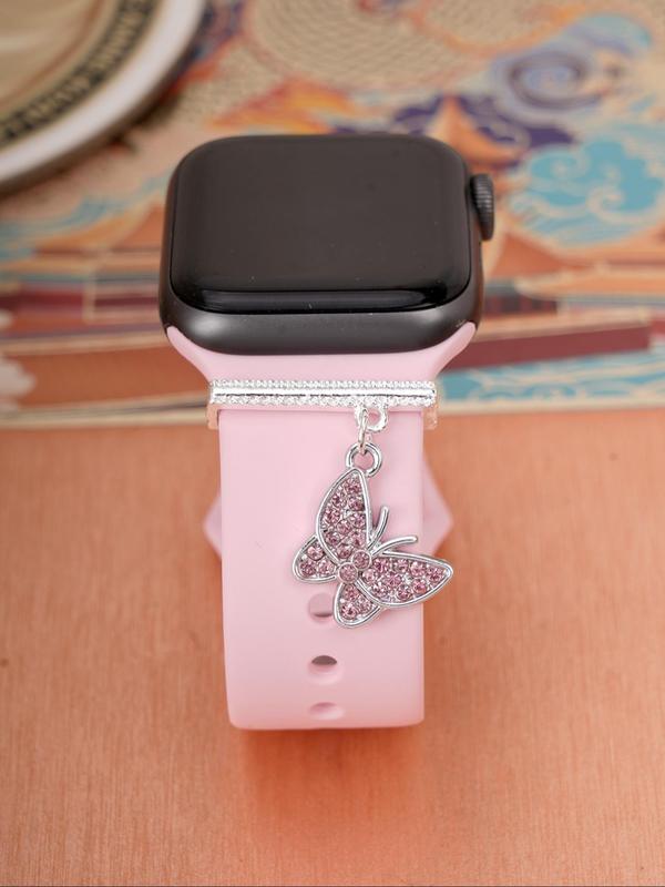 Butterfly Design Watch Band Decoration, Rhinestone Decor Watch Band Pendant for Women, Fashion Watch Accessories for Apple Watch Series