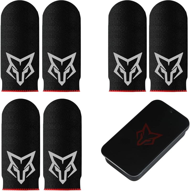 Mobile Phone Game Finger Sleeves [6pcs], Anti- Breathable,Gaming Sleeve,Thumbs Finger Gloves Cover Sleeve for League of Legend, PUBG, Rules of ,  Out (Black [Carbon Fibre])