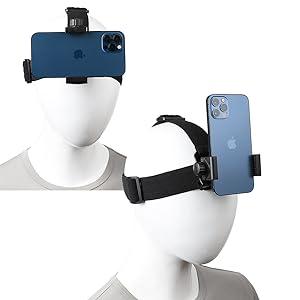 Head-Mounted Mobile Phone Holder,First-Person View Video Outdoor Live Shooting Bracket with Phone Clip(4