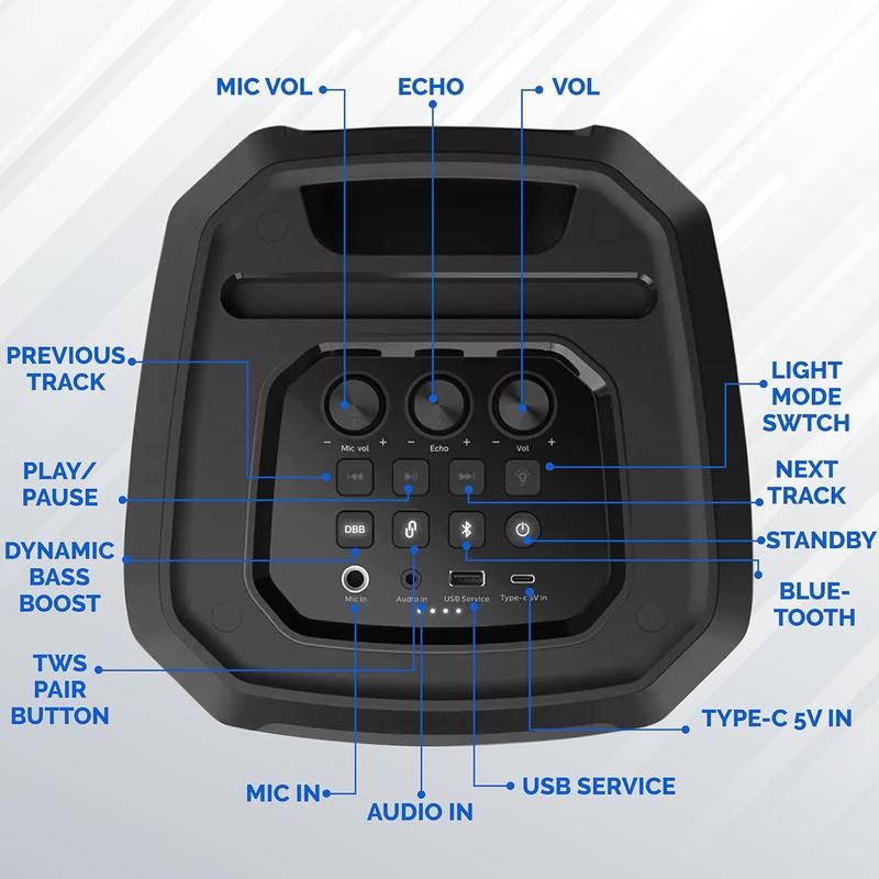 PHILIPS Party Speakers Bluetooth Wireless– 30W Portable Bluetooth Speaker