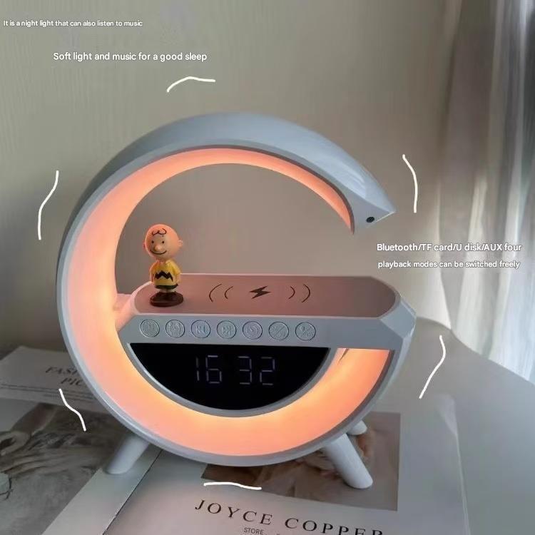 Christmas gift Bluetooth speaker wireless charging multi-function atmosphere night light alarm clock birthday gift mobile phone speaker practical home