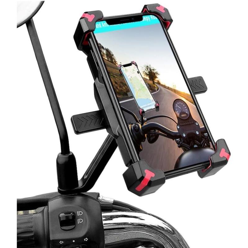 Motorcycle Phone Holder, 1s Lock and Release Phone Mount for Motorcycle Scooter Moped Rear View Mirror Phone Mount for 4.5-6.8 inch Cell Phone, Motorbike Rearview Mirror Phone Holder