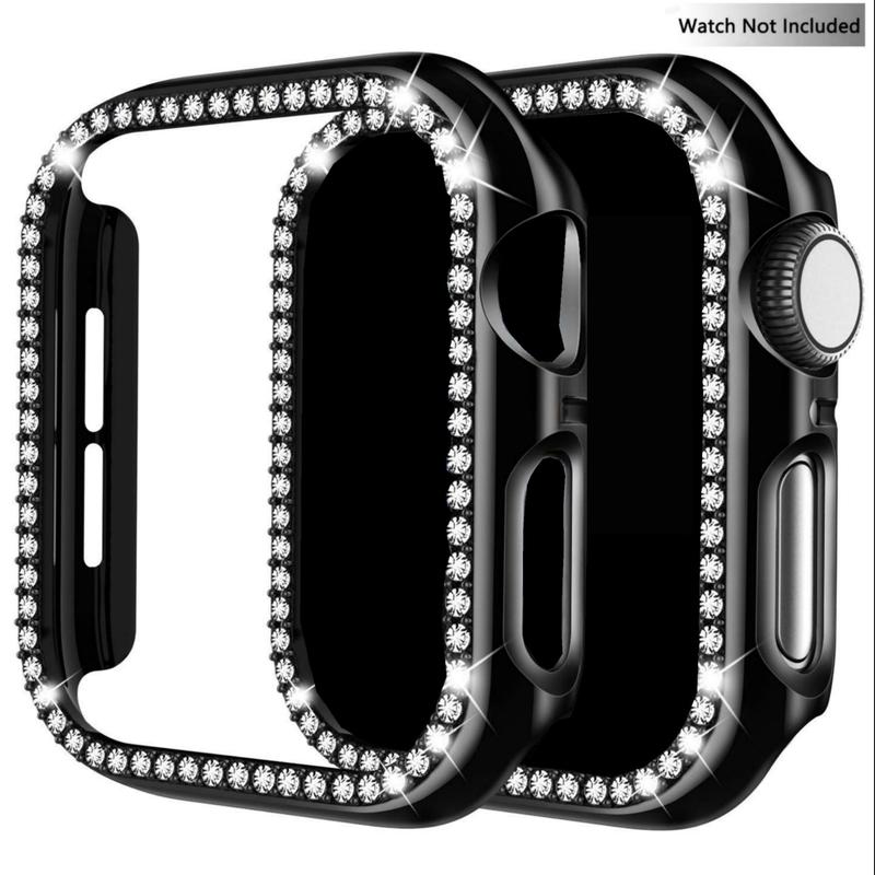 Artificial Rhinestone Decor Watch Case, 2 Counts Smart Watch Protective Case, Watch Accessories Compatible with Apple Watch 9 8 7 6 5 4 SE (Watch Not Included)