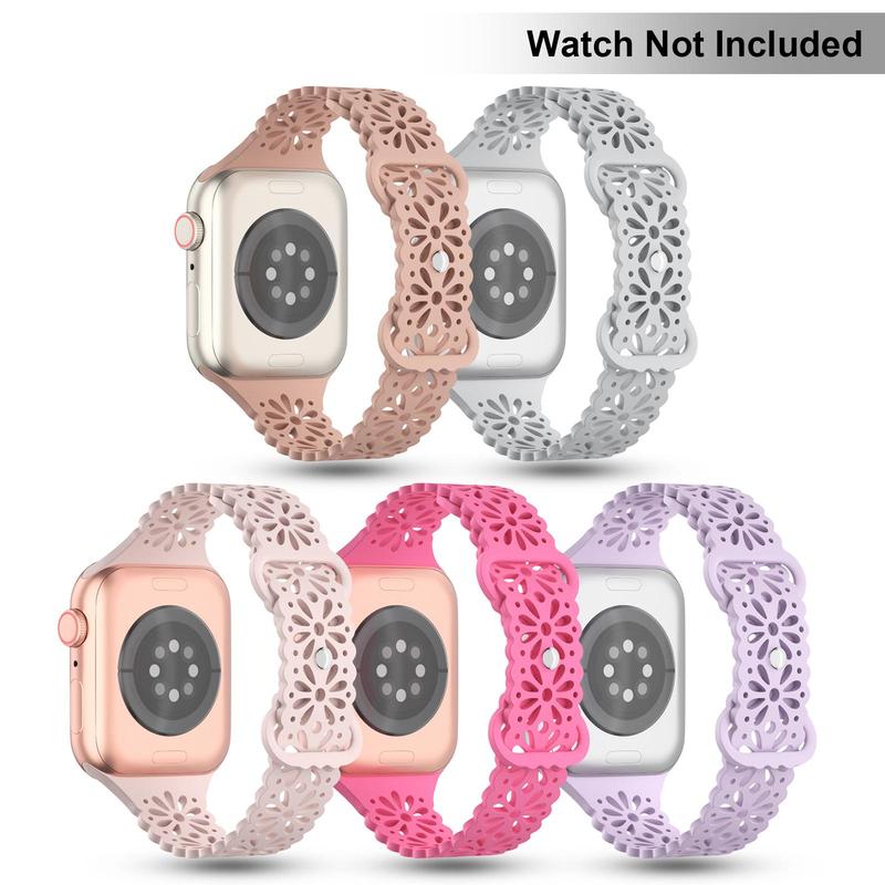 Durable Silicone Watch Band, Lace Design Watch Band for Apple Watch, Breathable Sport Watch Band for Women Men, Wearable Accessories for iWatch Series 9 Ultra 8 7 SE 6 5 4 3 2 1