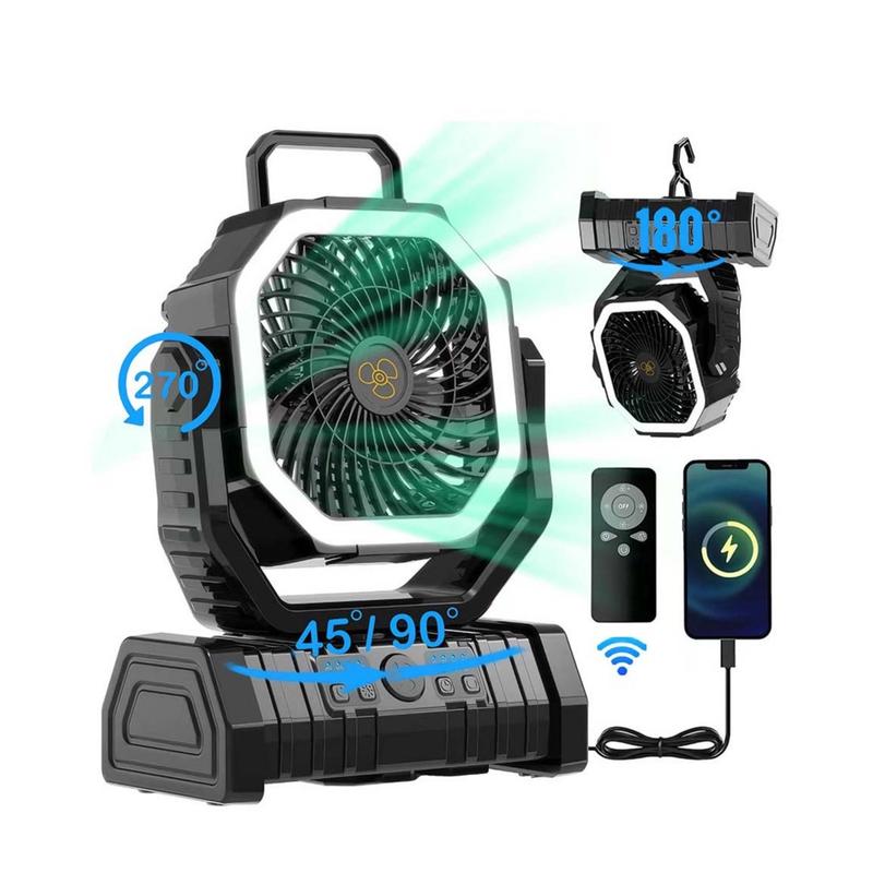 20000mAh Camping Fan with LED Light, Auto-Oscillating Desk Fan with Remote & Hook, Rechargeable Battery Operated Outdoor Tent Fan with Timer, 4 Speeds USB Fan for Camp Travel petitelightfan Mobile portable fan outdoor fan camping fan portablefan with