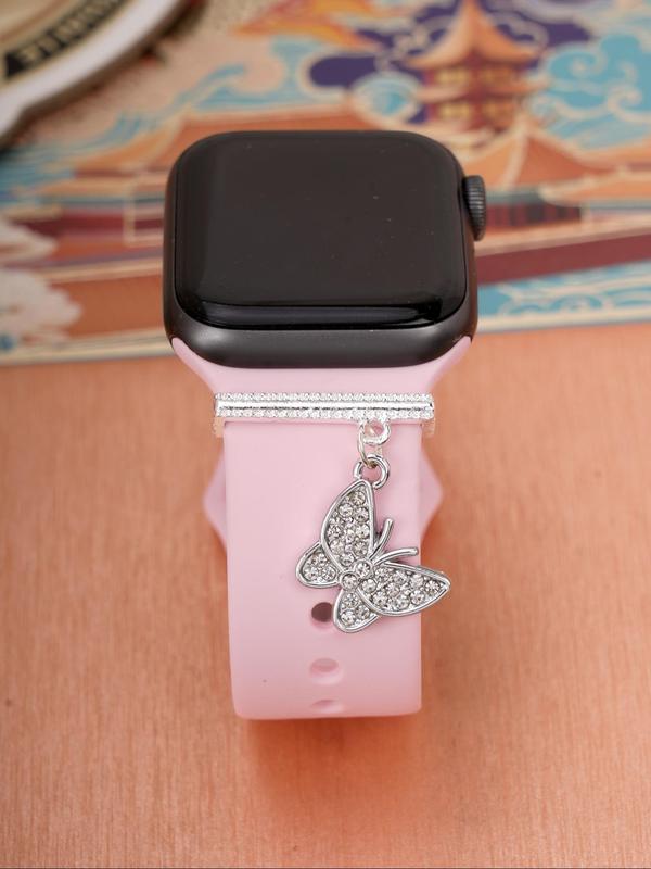 Butterfly Design Watch Band Decoration, Rhinestone Decor Watch Band Pendant for Women, Fashion Watch Accessories for Apple Watch Series