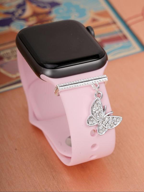 Butterfly Design Watch Band Decoration, Rhinestone Decor Watch Band Pendant for Women, Fashion Watch Accessories for Apple Watch Series