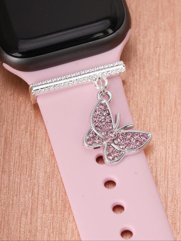 Butterfly Design Watch Band Decoration, Rhinestone Decor Watch Band Pendant for Women, Fashion Watch Accessories for Apple Watch Series