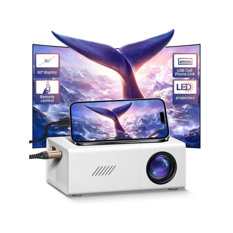 Mini Projector,Full HD 1080P Support Portable Video Projector, Home Theater Movie Projector Compatible With HDTV,USB,AV,Laptop,Smartphone,IOS,Windows.