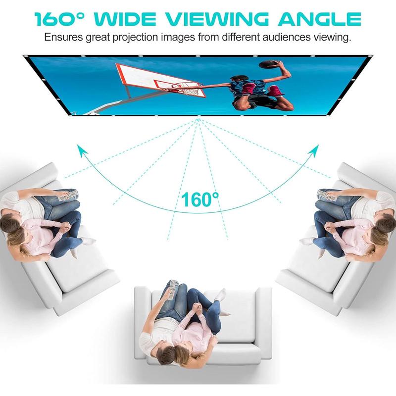 Projection Screen 100 inch, Washable Projector Screen 16:9 Foldable Anti-Crease Portable Projector Movies Screen for Home Theater Outdoor Indoor Support Double Sided Projection