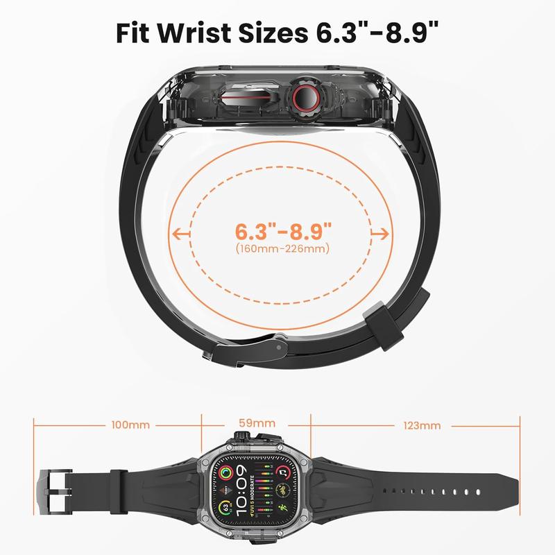 Band with Case Compatible for  Watch 40mm 41mm 44mm 45mm 49mm, Men Women Rugged Case Protective Bumper Cover with TPU Strap for iWatch Ultra Series 9 8 SE2 7 6 SE 5 4