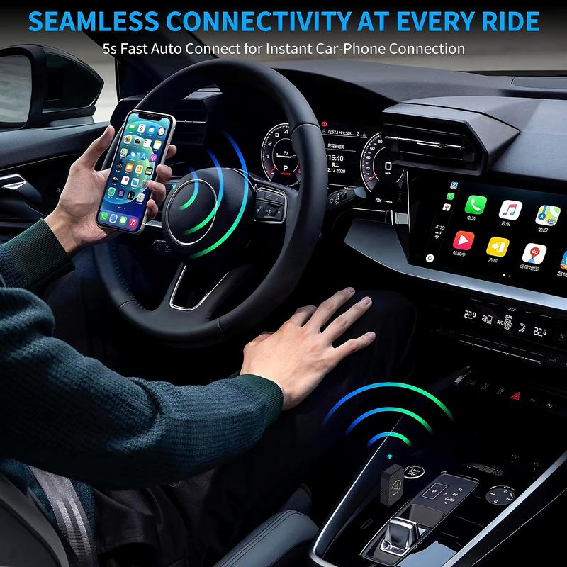 Wireless Carplay Adapter，Plug & Play Carplay Wireless Adapter for iOS 10+, Stable Fast Connection Low Latency Christmas and New Year Gifts