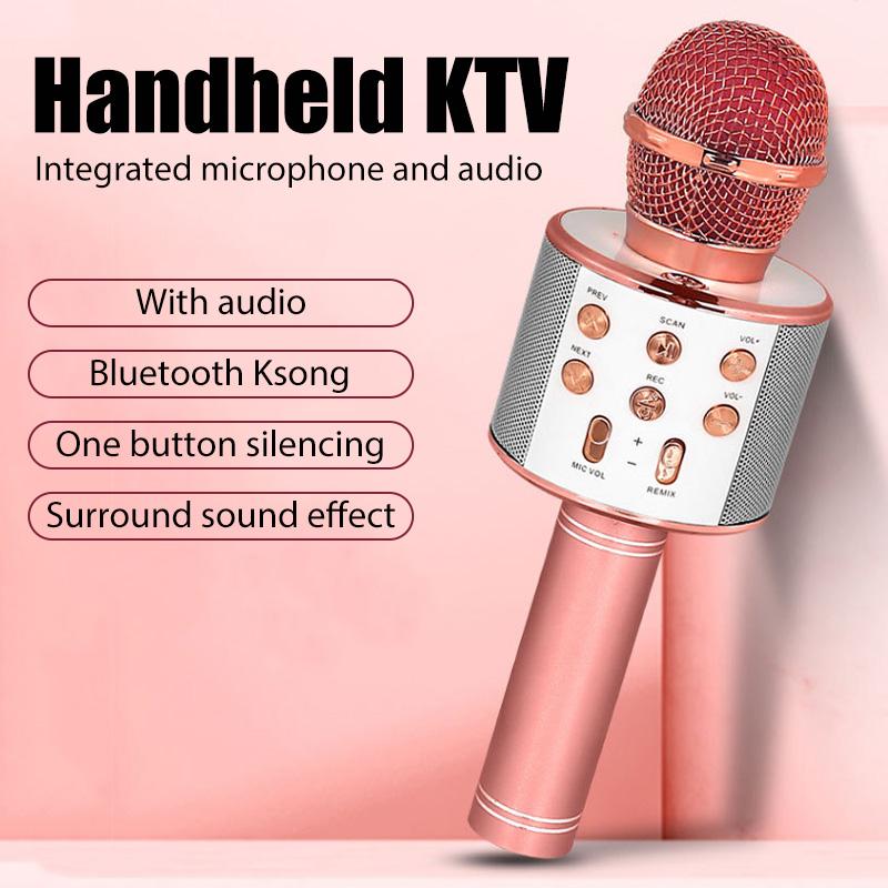 Professional Handheld Wireless Karaoke Microphone USB Speaker Microphone for Kids Music Player Singing Recorder KTV