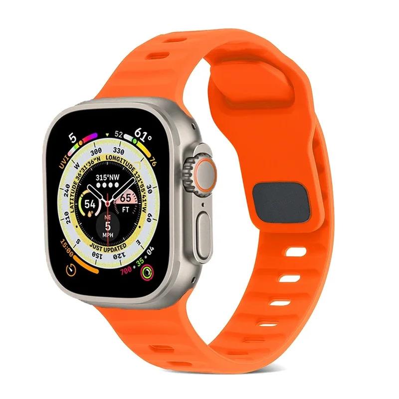 Silicone Strap For Apple Watch Band 49mm 45mm 44mm 41mm 40mm 42mm 46mm Sport Bracelet Correa iWatch Ultra 10 9 8 7 6 5 4 SE Belt Wearable