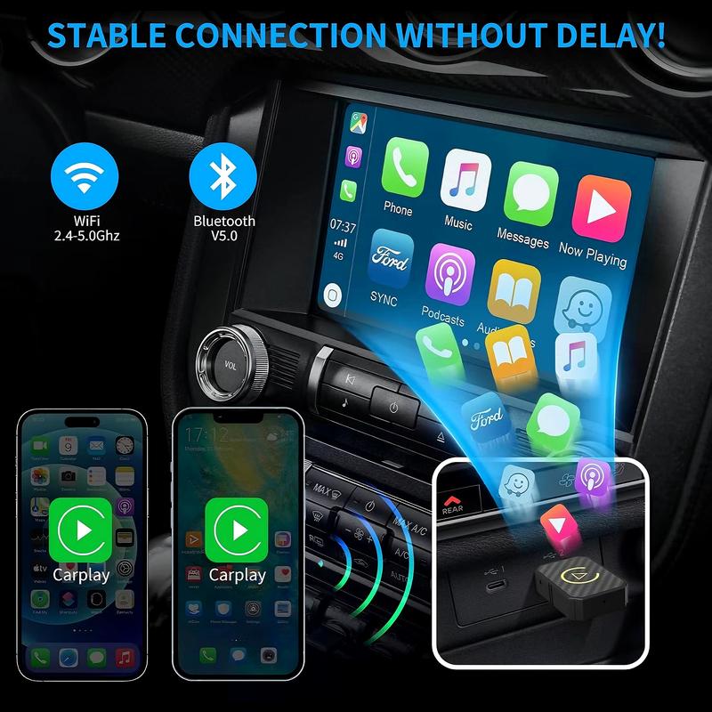 Wireless Carplay Adapter，Plug & Play Carplay Wireless Adapter for iOS 10+, Stable Fast Connection Low Latency Christmas and New Year Gifts