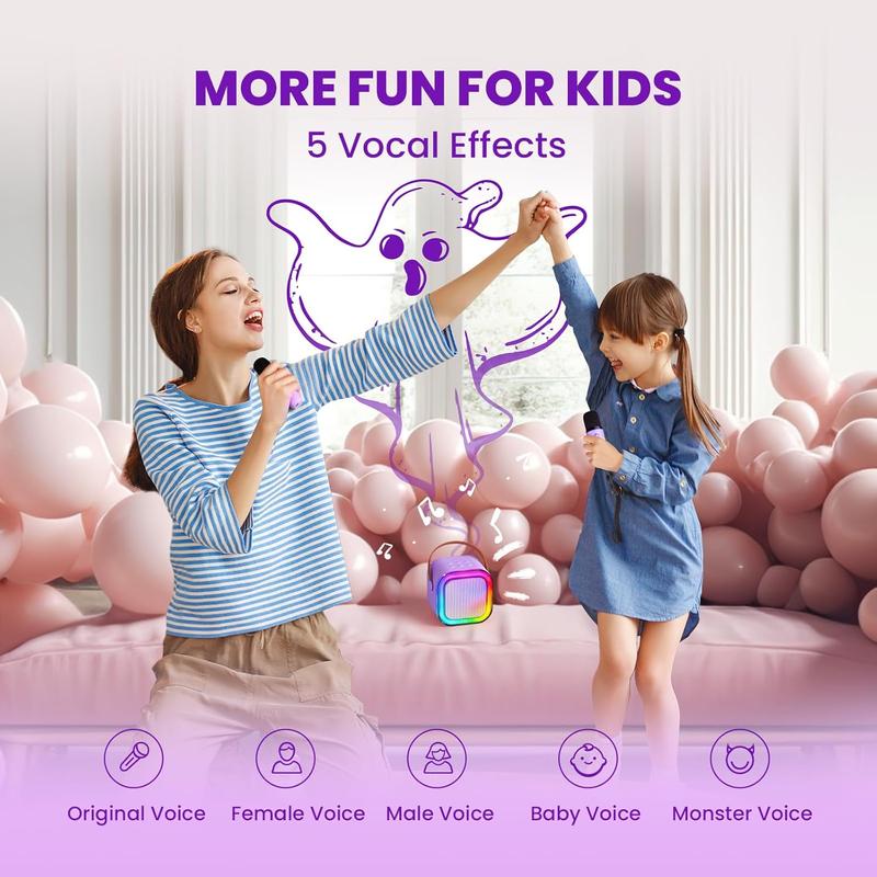 Mini Karaoke Machine for Adults, Karafun Premium with Thousands of Karaoke Songs, Portable Speaker with 2 Wireless Mics, Birthday Gifts Toys for Girls 3-12 Year Old Family Home Party