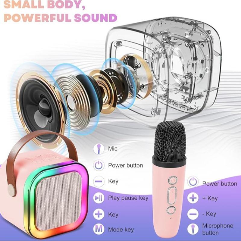 Portable Wireless Speaker with Microphone, Rechargeable Bluetooth-compatible Speaker with Microphone, Wireless Karaoke Machine for Party Birthday Gift