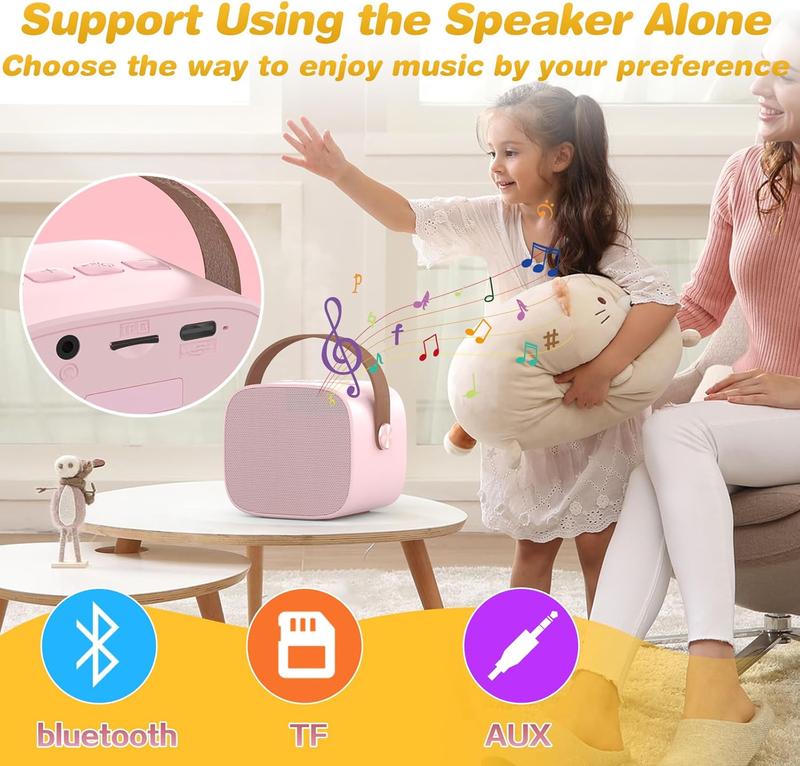 Mini Karaoke Machine,Funny Toys Christmas Birthday Gifts for Kids Age 4-12 Girls,Boys,Adults, Karaoke Microphone Toys for 4,5,6,7,8,9,10,11,12+ Year Old Girls Boys (Pink 1 Mic)