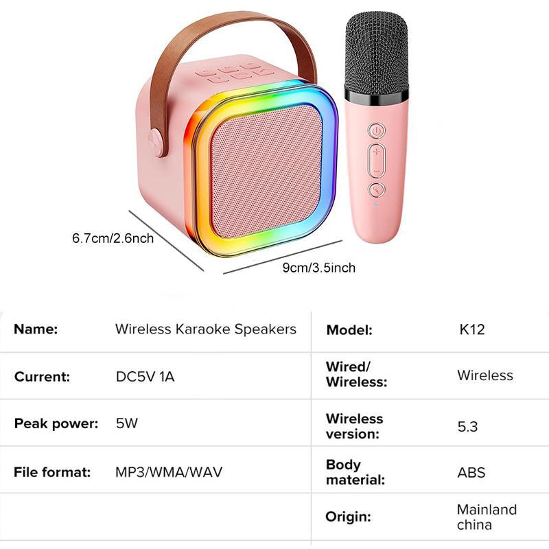 Portable Wireless Speaker with Microphone, Rechargeable Bluetooth-compatible Speaker with Microphone, Wireless Karaoke Machine for Party Birthday Gift