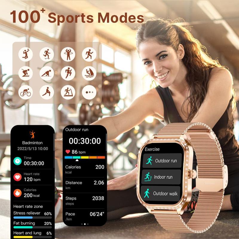 Fashion Flower Pattern Smart Watch, Fashionable Digital Watch with Phone Call & Multi-sports Modes, IP68 Waterproof Sports Watch for Women