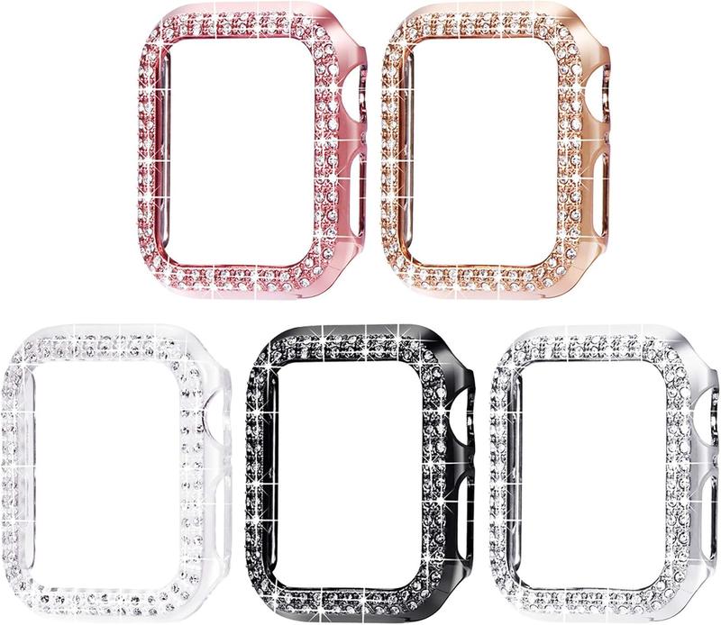 40mm Case Compatible with  Watch Case, Bling Frame Protective Case Screen Protector Replacement for  Watch Series 6 5 4 40mm, Rose Gold Pink Black Silver Clear