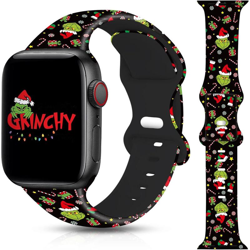 Christmas Halloween Watch Band Compatible with Apple Watch Band 38mm 40mm 41mm 42mm 44mm 45mm 49mm iWatch Ultra SE Series 9 8 7 6 5 4 3 2 1, Christmas Halloween Soft Silicone Sport Replacement Strap Band for Girls