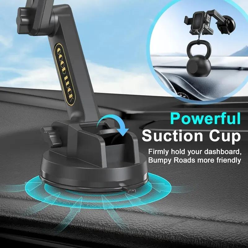 Car Phone Holder, Adjustable Height Long Arm Suction Cup Car Phone Mount, Universal Car Interior Accessories for Truck Auto Dashboard