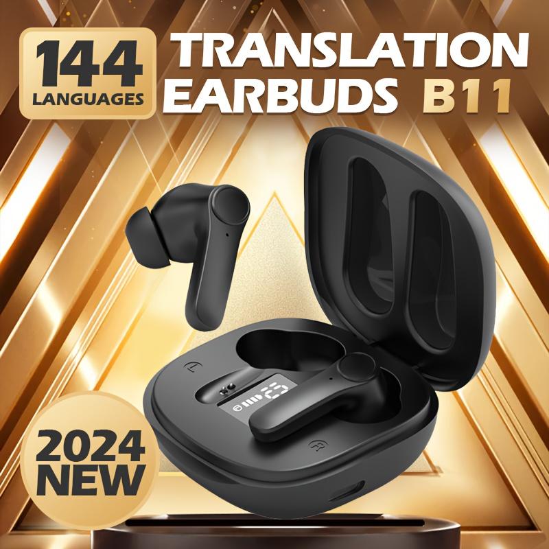 AI Translation Earbuds B11 – 144 Language Wireless In-Ear Translator Headset | 300mAh Rechargeable Lithium-Polymer Battery | 25mAh Per Earbud | Ideal for Travel & Social Media