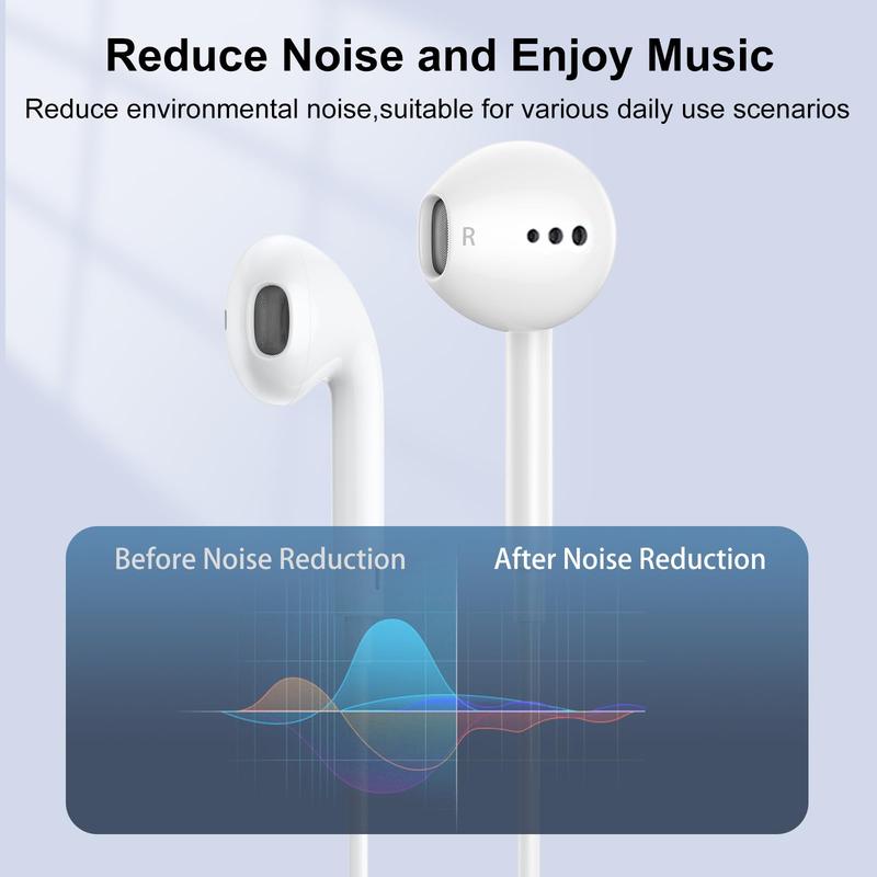 Earbuds, Wired Earphones (Built-in Microphone & Volume Control) Noise Canceling Isolating Headphones for iPhone 14 13 12 11 SE X XR XS 8 7 Audio Button Connector Headset