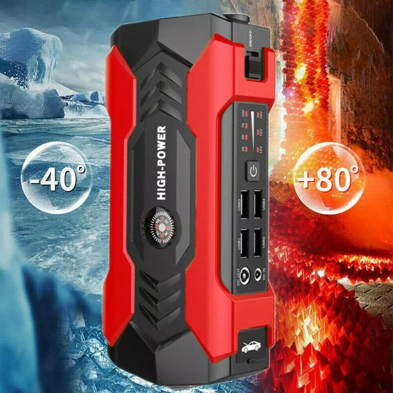 99800Mah Car Jump Starter Booster Jumper Box Power Bank Battery Charger Portable, 12V Car Battery Jump Power with LED Light W100 Portable Jumpstarter Accessories Phone Smartphone Jumper Cables Emergency Tools Access Orio De Carro Warning Flasher