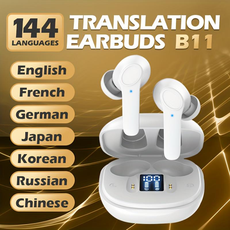 AI Translation Earbuds B11 – 144 Language Wireless In-Ear Translator Headset | 300mAh Rechargeable Lithium-Polymer Battery | 25mAh Per Earbud | Ideal for Travel & Social Media