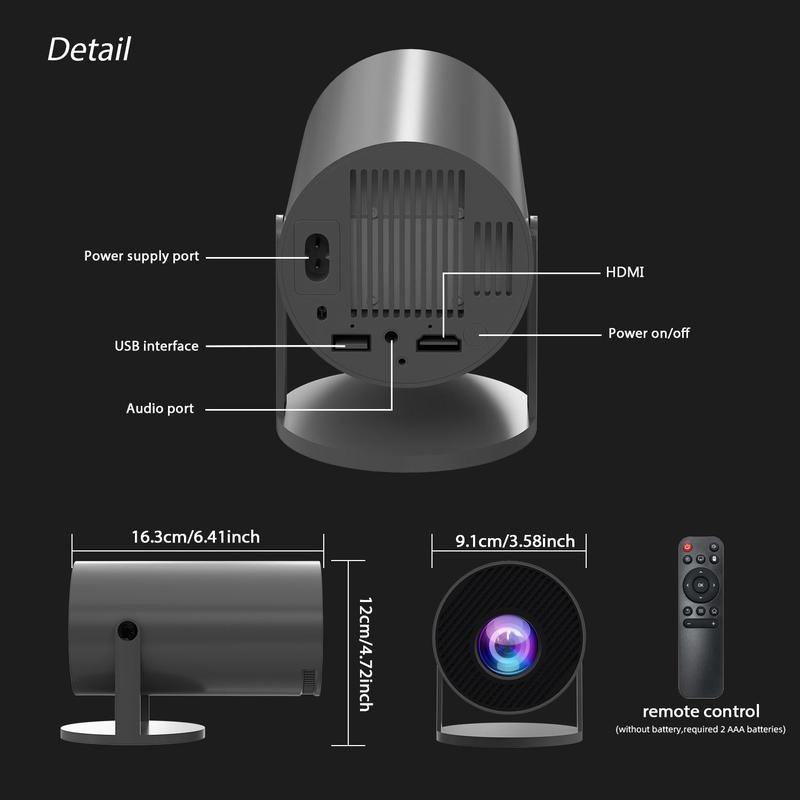 Portable Projector, Professional Outdoor Projector, Android WiFi Bluetooth-compatible Projector for Home Use, Home Theater Projector Audio