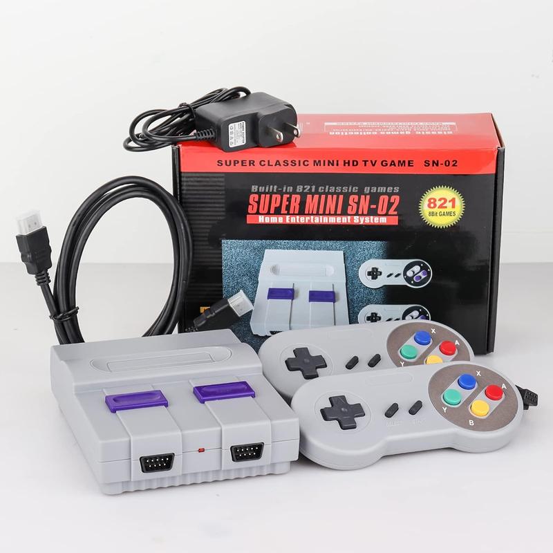 Super Retro Game Console Classic Mini HDMI System with Built in 821 Old School Video Games, Super Classic System, Plug and Play