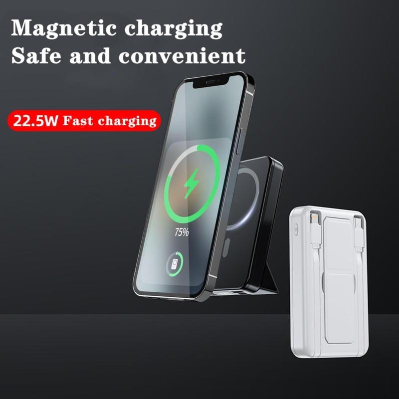 Power Bank, 10000mAh with 22.5W  Fast Charging.3 Charging interfaces 4 Output Modes.Features a Foldable Stand, USB-C Cable, LED Display, for iPhone 16 15 14 13 12 Series