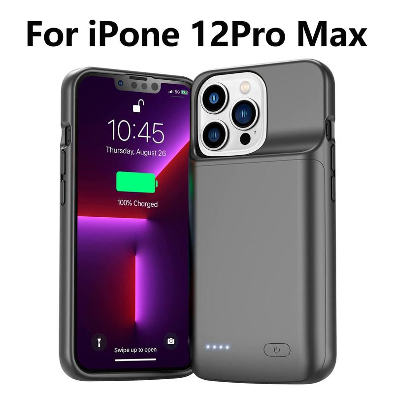 6800mAh Battery Case Compatible with iPhone 12 Pro Max (6.7-inch), Ultra-slim Rechargeable Smart Portable Charging Case, Extended Battery Pack