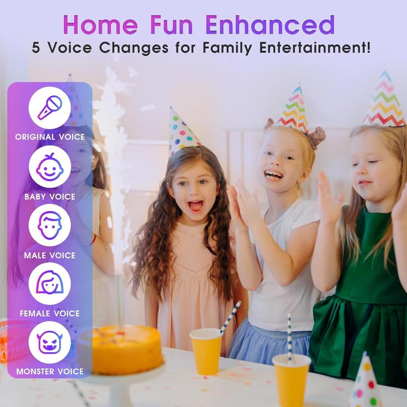 Mini Karaoke Machine for Kids:  Portable Karaoke Machine with 2 Bluetooth Wireless Microphones and Light Include 64GB-TFcard Toys Gifts for 3-14 Years Old Girls Boys (Purple 2 Mics)