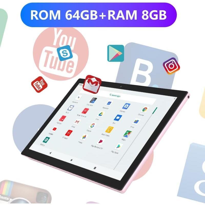 Android 13 tablet with keyboard, 2 in 1 10.1 inch tablet, 8GB RAM + 64GB ROM 512GB expandable tablet PC, 2.0GHz quad-core HD IPS screen, Bluetooth