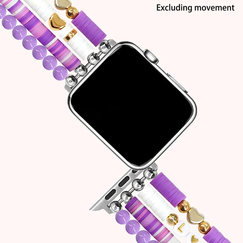 Cute Butterfly Design Beaded Watch Band (Band Only), Fashionable Watch Bracelet for Women & Girls, Wearable Accessories Compatible with Apple Watch Series