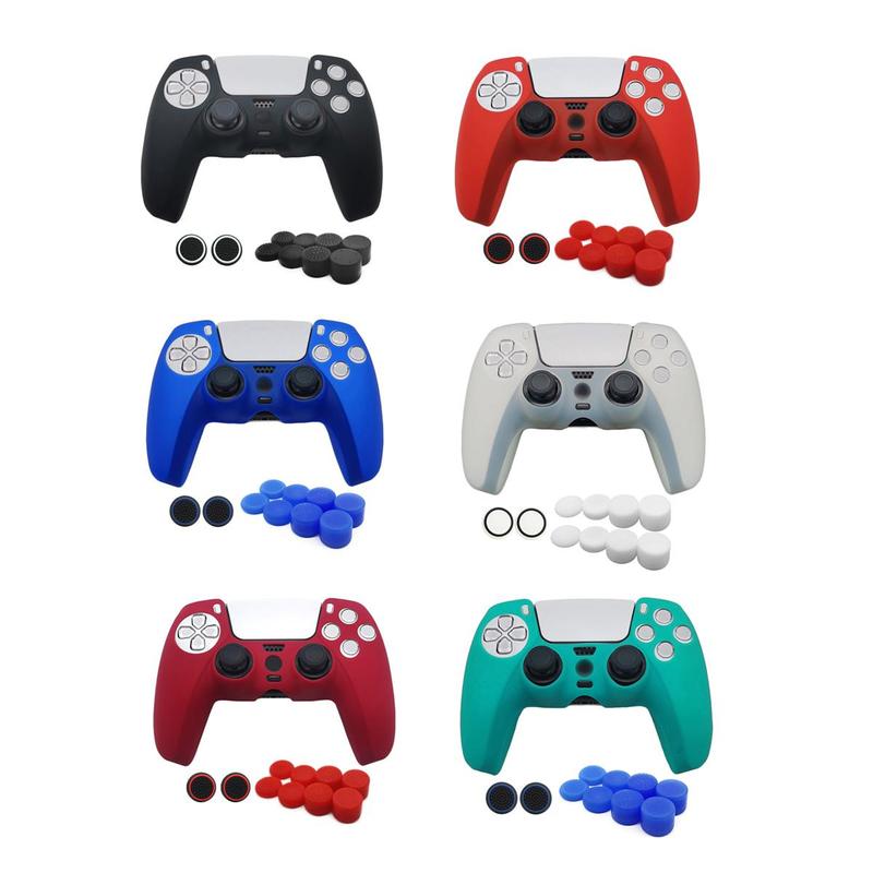 Game Controller Protective Case with 10 Thumb Grip Caps, Anti-slip & Anti-scratch Game Controller Protective Cover Set, Console Accessories for PS5