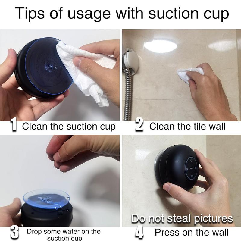 Portable Wireless Speaker, Mini LED Shower Speaker, Rechargeable Suction Cup Speaker, Portable IPX4 Waterproof Speaker for Outdoor Cycling & Gaming