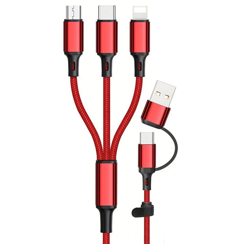 6-In-1 Multi Charging Cable, Nylon Braided Data Cable, Multifunctional Charging Cable for Home Office