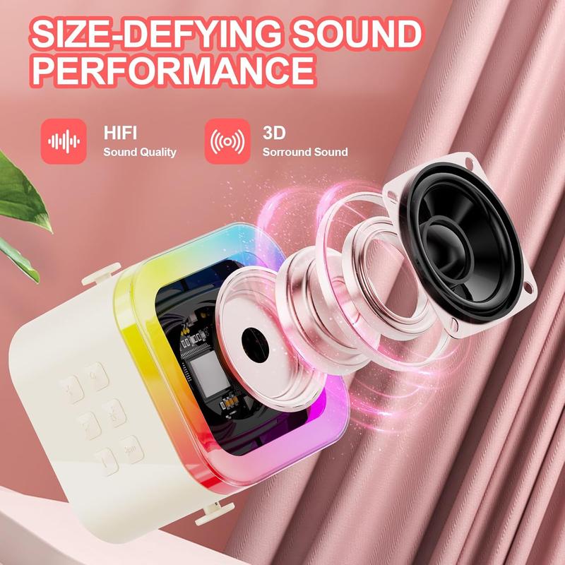 Mini Karaoke Machine for Kids Adults,Portable Bluetooth Speaker, 2  for 5 6 7 8 9 10 Year Old Girl Boys Birthday Gifts (Beige - 1 Mic)